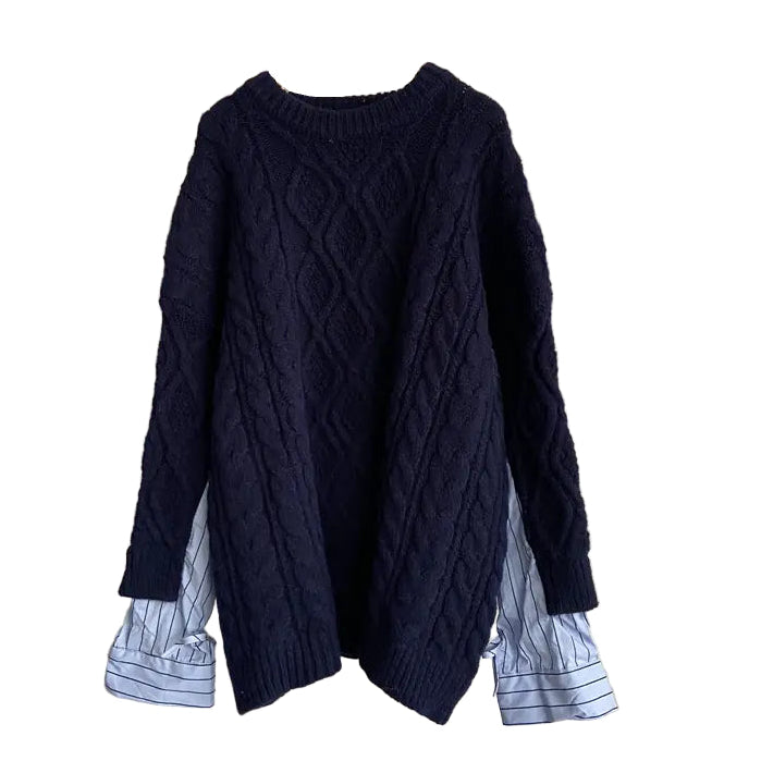 Pulover oversized cu mâneci duble