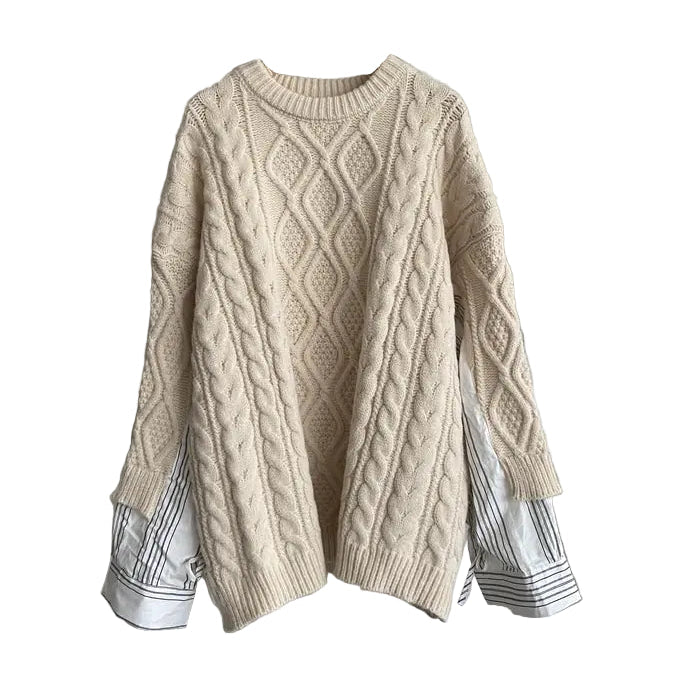 Pulover oversized cu mâneci duble